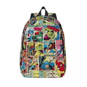 Custom Character Canvas Backpacks College School Student Bookbag Fits 15 Inch Laptop Spider Man Superheros Bags