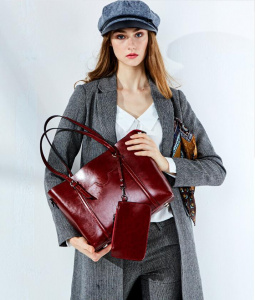 Genuine Cowhide Leather Luxury Handbags Shoulder Bags for Women