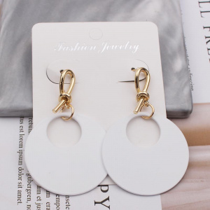 Big Fashion Black White Green Gold Color Round Drop Dangle Earrings for Women 2019 Statement Long Elegant Party Earring Jewelry