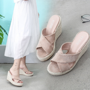 ZUZI Espadrilles Wedge Sandal Women's Shoes Natural Jute Woven Platform High Heel Sexy Slippers Shoes Casual