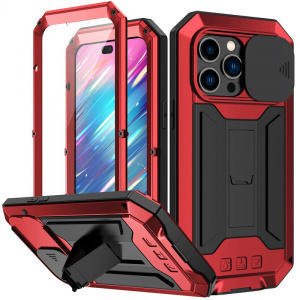 for iPhone 14 13 Pro Max Mini Case Military Grade Full-Body Rugged Built-in Kickstand Slide Camera Protective Cover Shell