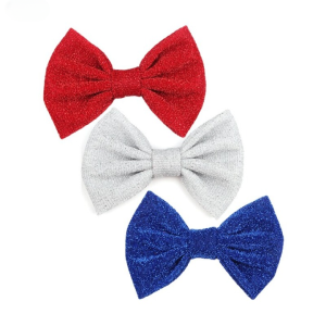 10Pcs/Lot 4"/5"Bow Barrettes Girl Red/Blue/White With/Without Clip Glitter Hairbow Flowers Headwear Hair Accessories