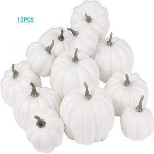 Mini Foam Pumpkin Halloween Props Assorted Small Artificial White Pumpkins for Halloween Decoration, 12 Pcs