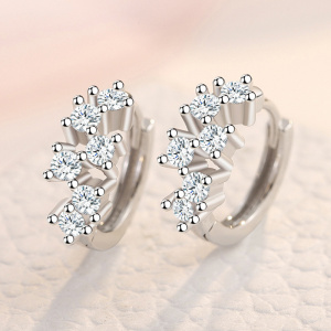 2020 NEW HOT SALE 100% Real 925 Sterling Silver Crystal Circle Earring For Women Making Jewelry Gift Wedding Party Engagement