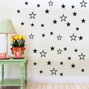 Mixed Stars Peel and Stick Vinly Wall Stickers for Kids Room Home Decoration 48pcs