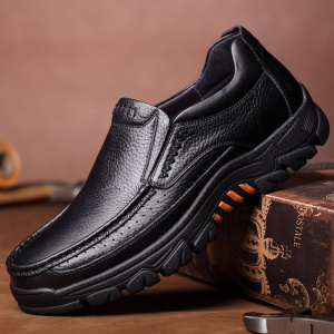 Genuine Leather Men Shoes Plush Cow Leather Men Casual Shoes Male Footwear Black Brown Male Loafers A2088-2