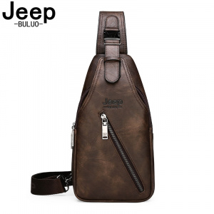 JEEPBULUO BRAND Chest Bag Men Sling crossbody bag Man's Crossbody Bag Split Leather High Quality For Man