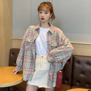 Plaid Shirts Women Long Sleeve Summer Sun-proof Sweet Outwear Fashion Simple All-match Loose Students Korean Style Blouses New