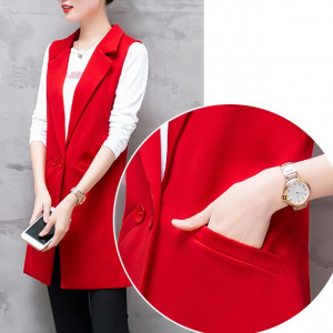 Sleeveless Long Vest Blazer Oversize Waistcoat For Women