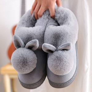 Winter Slippers Women Home Warm Cotton Shoes Woman Casual Shoes Slip on Fur Slippers Cotton Thick Bottom Indoor Shoes Ladies