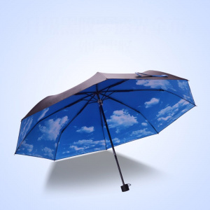 Umbrellas Anti-uv Sun rain Protection Umbrella Blue Sky White Cloud Outdoor Travel Folding Umbrella for Women