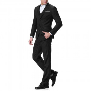 Men Suits Notch Lapel 3 Pieces 2 Buttons Casual Wear Slim Fit Suit for Men Solid Color Jacket Smart Wedding Formal Suit