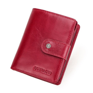 CONTACT'S Genuine Leather RFID Vintage Wallet Men With Coin Pocket Short Wallets Small Zipper Walet With Card Holders Man Purse