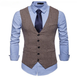 Fashion Suit Vest Men Formal Dress Vest Colete Masculino Herringbone Gilet Fitness Sleeveless Jacket Wedding Waistcoat Men XXL