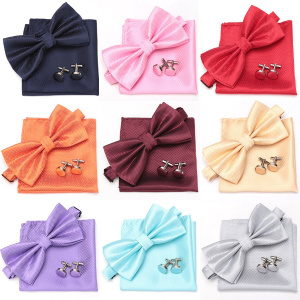 Mens Tie Set Bowtie Cravat Cufflinks Fashion Butterfly Party Wedding Bow Ties for Men Girls Candy Solid Color Bowknot Wholesale