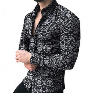 Long Sleeve Floral Camisa Masculina Branded Shirts for Men