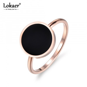 Lokaer Vintage Wedding Ring For Women Minimalist Rose Gold Color Round Acrylic Stone 316L Stainless Steel Rings Jewlery R17041