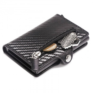 2020 Purse RFID Metal Card Holder Button Coin Wallet Protection Fashion Carbon Fiber Wallet Men Slim Wallet Anti-theft Card Case