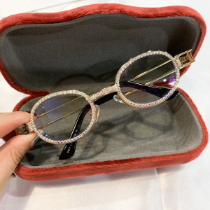 Blu-Ray Pretection Retro Round Sunglasses Women Vintage Steampunk Sun glasses For Men Clear lens Rhinestone sunglasses The Eyes