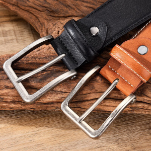 [LFMB]Men's Belt Cow Genuine Leather Pin Buckle Leather Belt High Quality New Fashion  Luxury Strap Male Belts