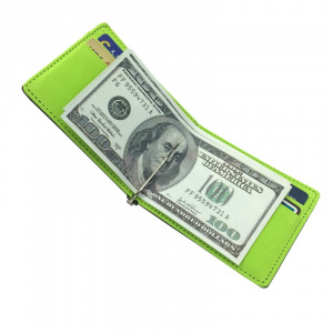 New Fashion Men's Leather Credit Card Wallet Slim Money Clip Simple Design Men Bifold Purse With Metal Clamp Thin Cash Holder