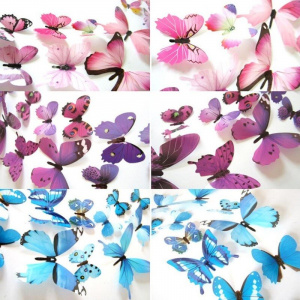 12pcs Rainbow Color PVC 3D Butterfly Wall Stickers for Home Décor