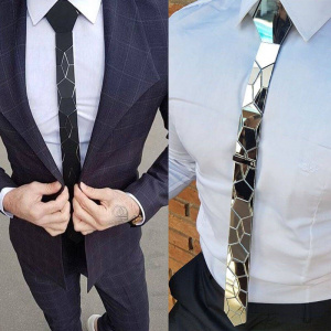 Classy Silver Mirror Necktie Designer Brand Fashion Accessory Wedding Gift Men Skinny Ties Luxury Stylish Cufflink Tie Sets