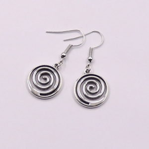 Vintage Antique Silver Spiral earrings Charm Pendant Bohemian Punk Style Silver Drop Earrings Creative Girls Jewelry