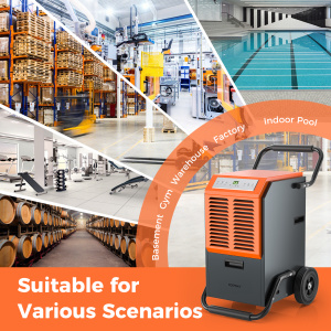 163 Pints Commercial Dehumidifier for 4500 sq ft with Drain Hose and 24 Hour Timer - Additional Image