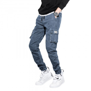 CHAIFENKO Men New Cargo Jeans Pant Men Fashion Casual Harem Joggers Trousers Men Hip Hop Multi Pocket Denim Jeans Men M-8XL