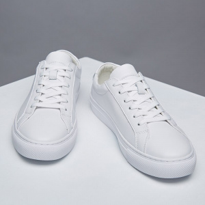 White Genuine Leather  Men's Shoes Men's Casual Shoes Fashion Sneakers  Wild Mens Flat Shoes Non-slip Board Shoe