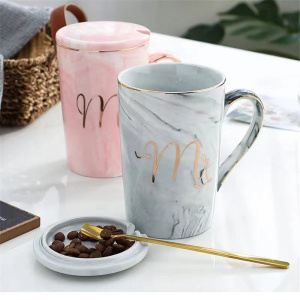Nordic Coffee Cup Milk Cup Set With Spoon  Milk Ceramic Cup Breakfast Tableware Set Couple Mug Birthday Gift Box