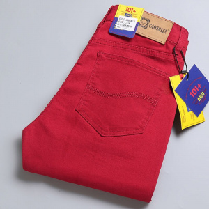 2020 New Autumn Men's Slim Jeans Classic Style Straight Elasticity Cotton Denim Pants Male Brand Wine Red Black White Trousers