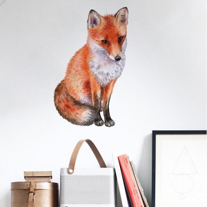 Fox Background Wall Stickers, Hand Drawn Self-Adhesive Art Decal Wall Stickers