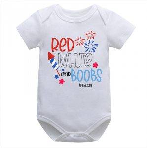 Red White Boobs Onesie Baby Girl Clothes Shirt Kid's Shirts USA Patriot Baby Clothes M