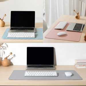 Portable PU Mouse Pad Side Leather Mousepad Waterproof Keyboard Table Cover Easy Clean Protective Laptop Mat PC Home
