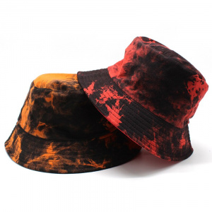 Double-sided Wearing Cap Visor Bucket Hat Men And Women Street Trend Hat Women Tie-dyed Ink Painting Pattern Fisherman Hat