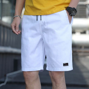 Summer Shorts Men Casual White Shorts Solid Color Elastic Waist Bermudas Male Trends Men Trousers Pure Cotton
