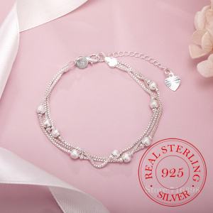 Hot Sale Matte Ball Bracelets For Women Girls 925 Sterling Silver Box Chain Bracelet Christmas Gift