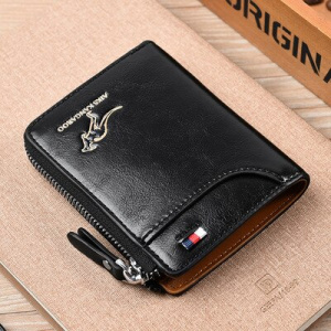 RFID Blocking Vintage Business Kangaroo Credit Card Holder Case Anti-Theft Clutch Short  Men's Leather Wallet Large Capacity