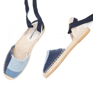 New Top Denim T-strap Flat With Cotton Fabric Open Sandalias Mujer Sandals Sapatos Mulher Womens Espadrilles Flat Shoes