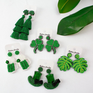Handmade Green Leaf Theme Creative Bohemian Earrings for Women