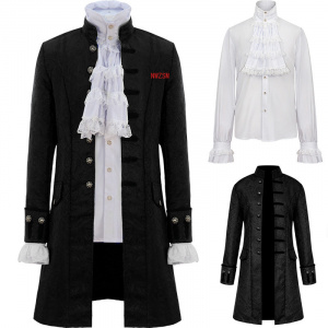 Vintage Prince Steampunk Trench Coat and Shirt Set Halloween Cosplay Costume for Men