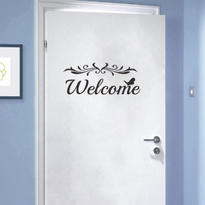 Welcome English alphabet Door Sticker for wall living room door home decoration Mural Decals wallpaper Flower vine wall stickers
