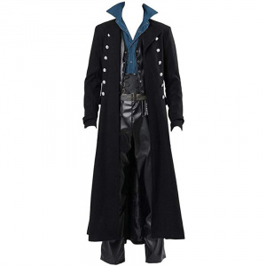 Vintage Medieval Costumes Steampunk Gothic Black Long Jacket Coat Vampire Cosplay Pirate Halloween Outfit Men's Trenchcoat