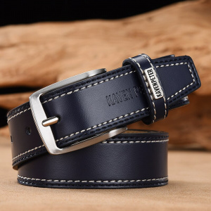 Men's Leather High Quality Classic Belt Alloy Pin Buckle Men's Matching Jeans Business Cowhide Belt Black Color Dark Brown Color