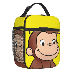 Curious George Children's Books Portable Lunch Box Women Leakproof Brown Monkey Cooler Thermal Food Insulated Lunch Bag School