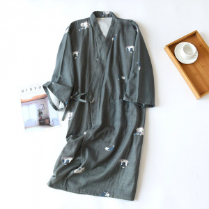 Japanese Kimono Robe Pajama for Woman Pure Cotton Gauze Home Clothes  Long-sleeved Sleep Bottoms Womens Long Robes Sleep Tops