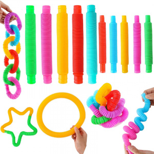 Colorful Sensory Stress Relief Folding Plastic Stretch Pipes For Kids 