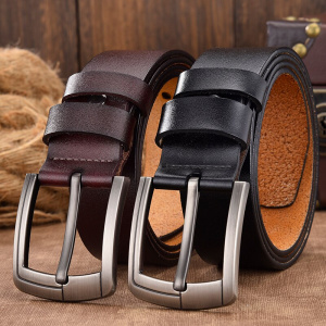 Classic Genuine Leather Belt with Luxury Pin Buckle for Men
